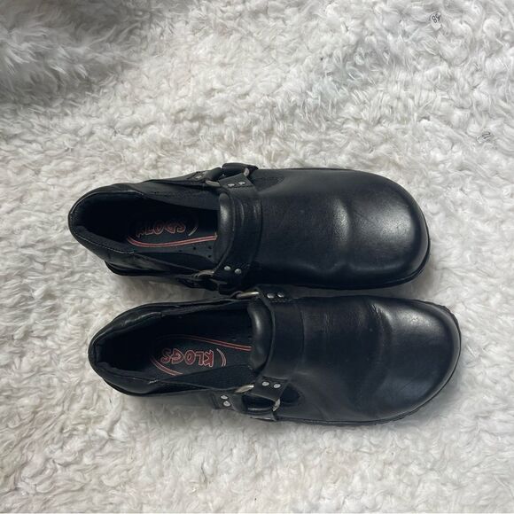 Klogs Harley black leather Harness close back clog Size 7M - Picture 2 of 9